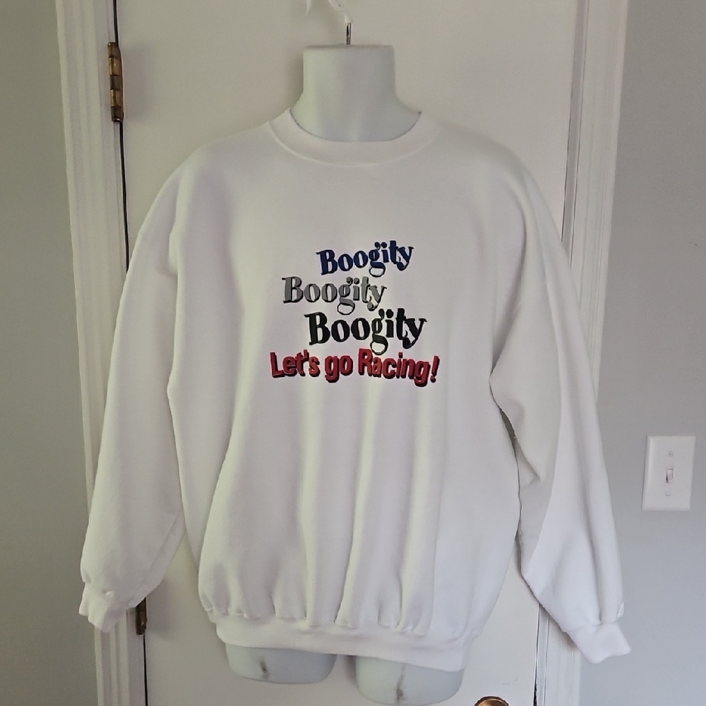 Port and Company Vintage Boogity Boogity Boogity Lets Go Racing White Sweatshirt